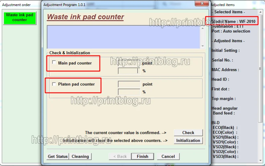 Adjustment program Epson WF 2010 \ WF 2010W \ WF 2011