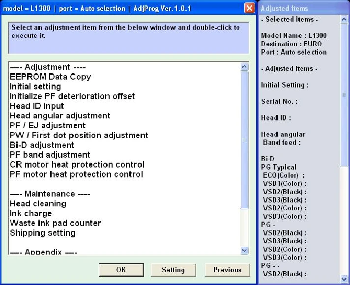 Epson L1300 Adjustment Program