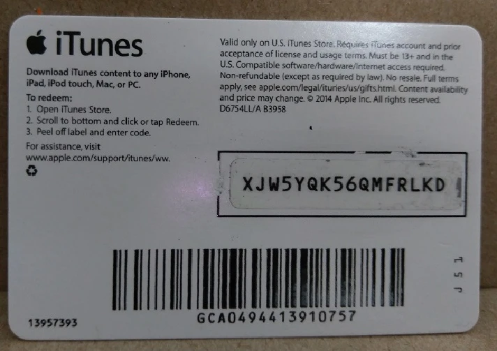 iTunes Gift Card $10 USA |🎵| Scan image !SALE