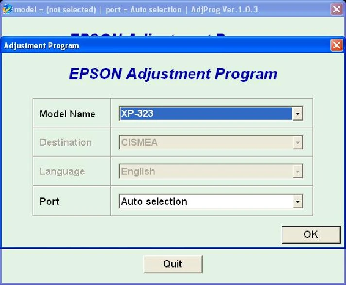 XP225, XP322, XP323, XP422, XP423 Adjustment Program