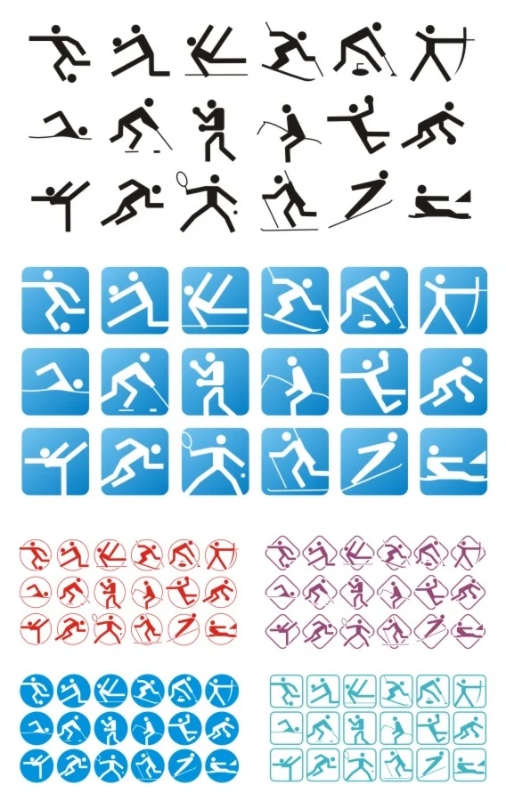 Виды спорта. Иконки-значки. В векторе (Corel Draw).