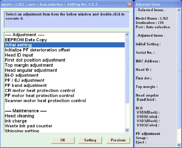 Epson L130, L220, L310, L360, L365 Adjustment Program