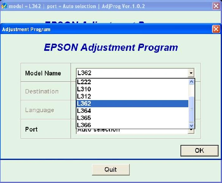 Epson L130, L220, L310, L360, L365 Adjustment Program