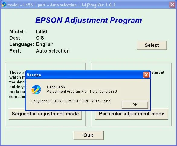 Epson L455, L456 Adjustment Program