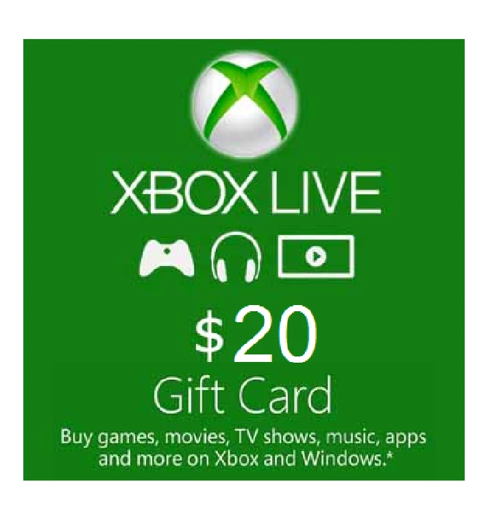 XBOX LIVE GIFT CARD 20 USD + BONUS