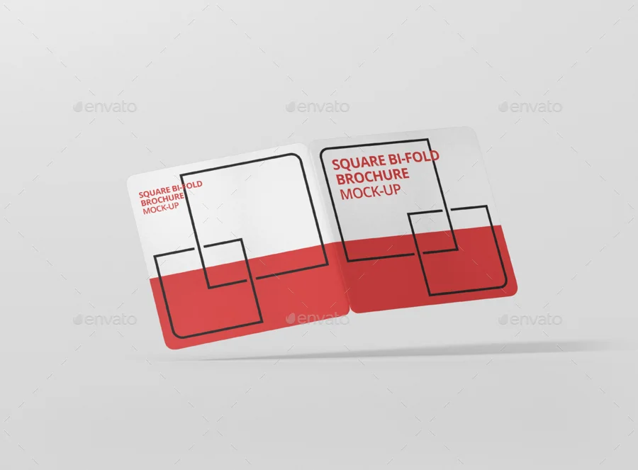 Square Bi-Fold Brochure Mock-Up - Round Corner