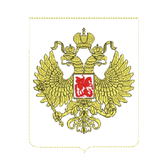 Machine embroidery coat of arms of the Russian Federati