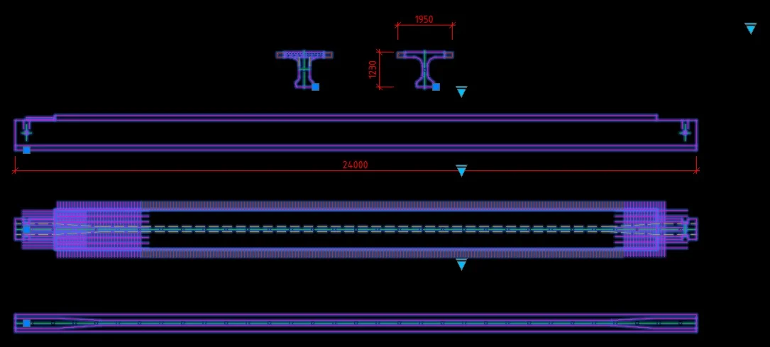 Динамический блок балки пролетного строения L=24.0м
