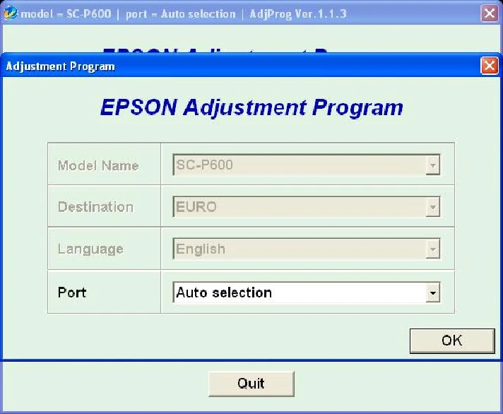 Epson Sure Color SC-P600 Adjustment Program