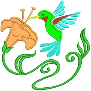 Машинная вышивка Колибри