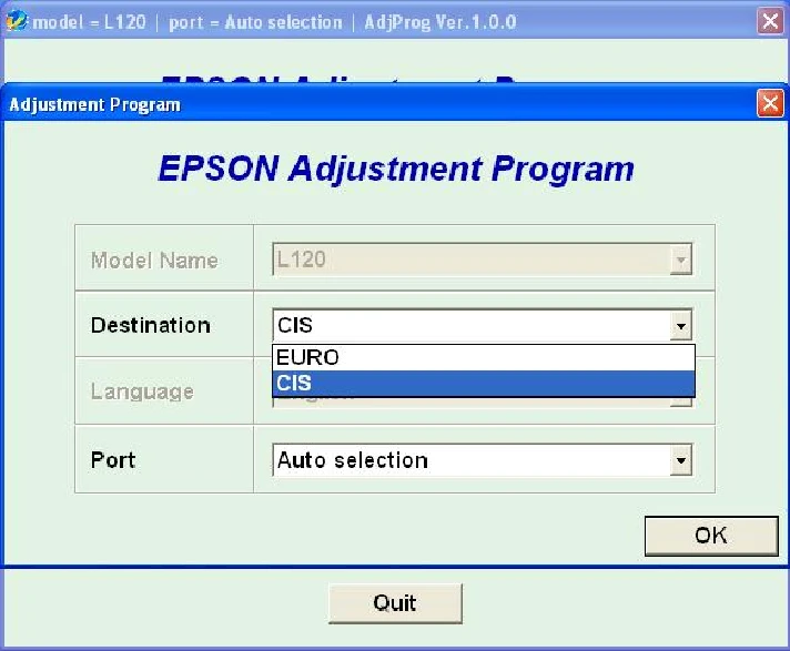 Epson L120 Adjustment Program