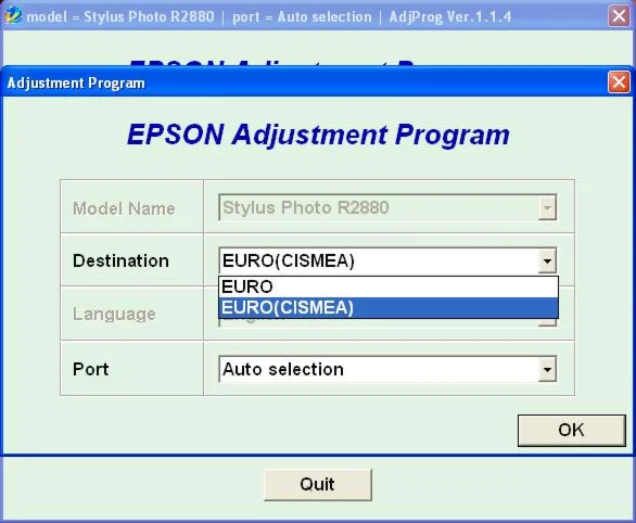 Epson R2880 Adjustment Program
