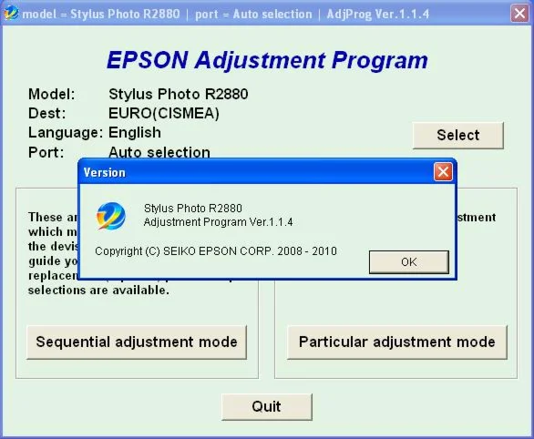 Epson R2880 Adjustment Program