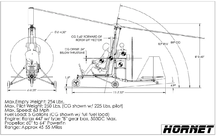 You Aviator. The drawings of a gyroplane Hornet