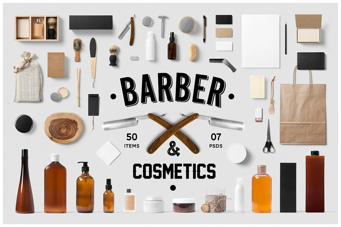 Barber & Cosmetics Branding Mockup