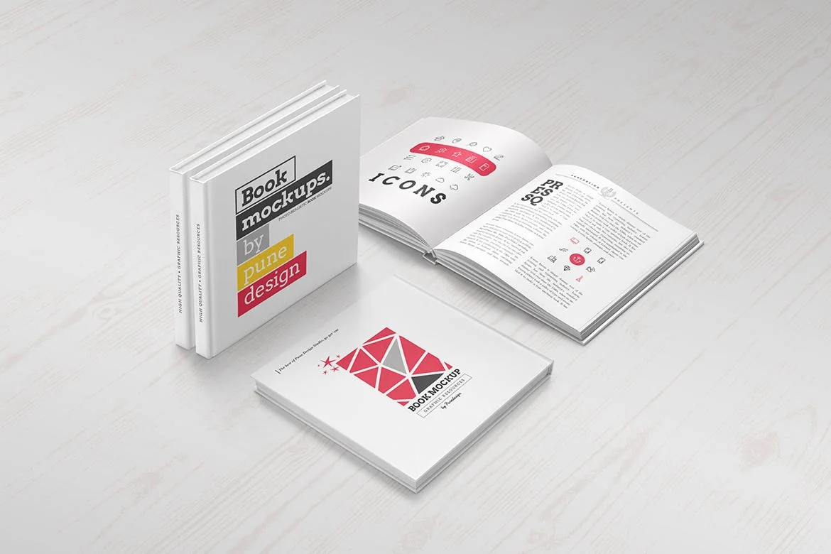 Square Book Mock-Up Set