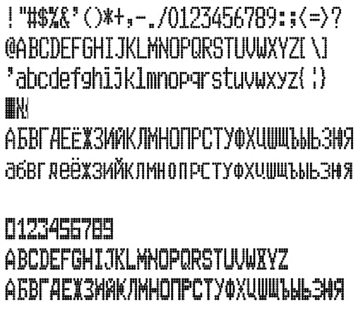 Font of matrix printer  Epson-TM-U950 (Var. 1)