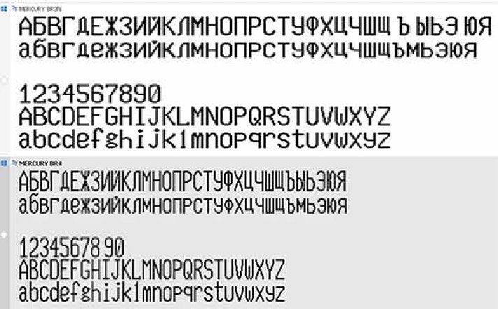 Font of thermal printer Mercury S