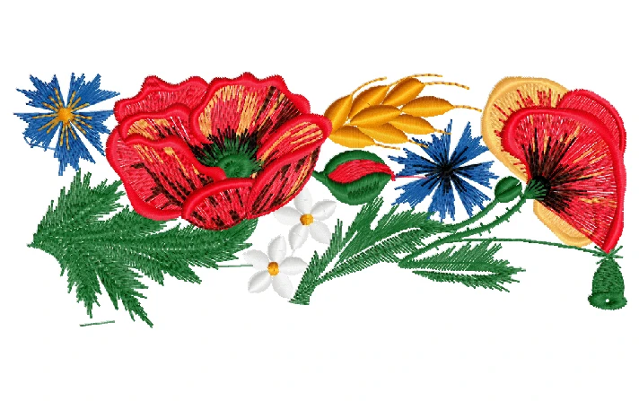 Design for embroidery machines, flowers 80 x 200 mm.