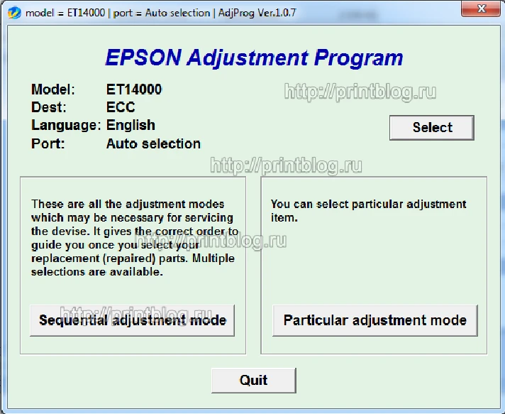 Adjustment program Epson ECOTANK ET-14000 waste ink res