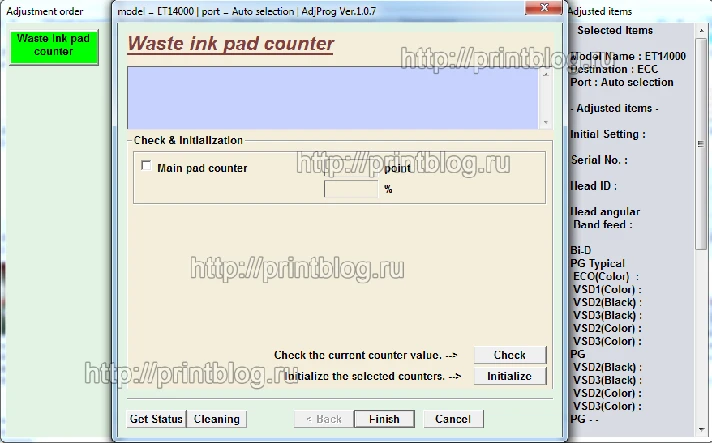 Adjustment program Epson ECOTANK ET-14000 waste ink res
