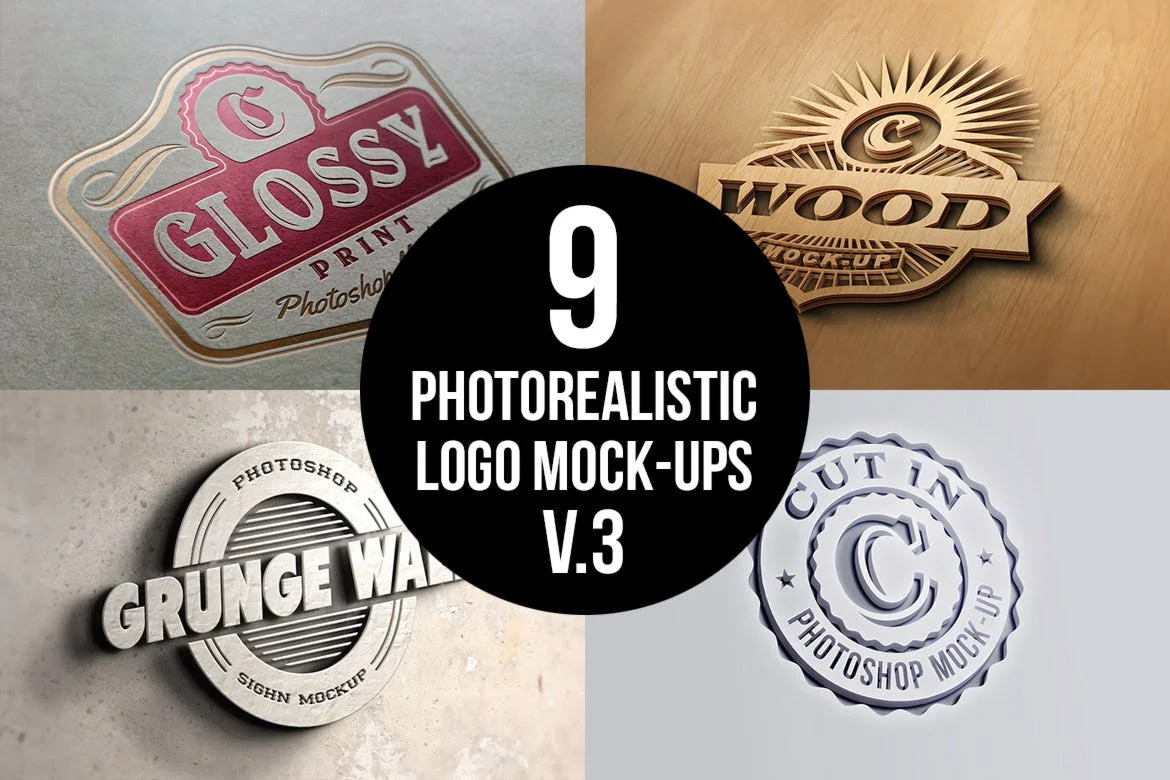 Photorealistic Logo Mock-Ups Vol.3