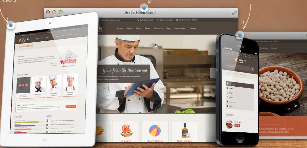 Wordpress premium шаблон суши-бара или ресторана
