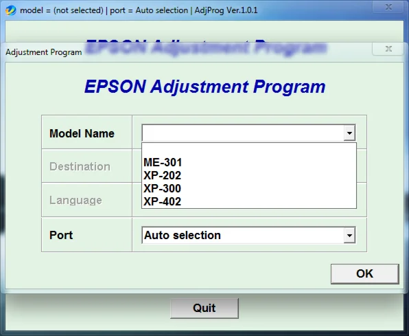 Adjustment program Epson ME301 XP202 XP300 XP402 (ESP)