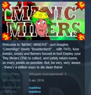 MANIC MINERS  STEAM KEY REGION FREE GLOBAL