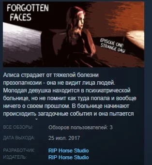 Forgotten Faces, Episode One: Strange Day STEAM KEY