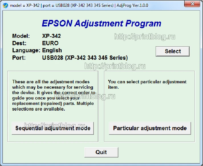 Adjustment program Epson XP-342 (340) reset ink counter