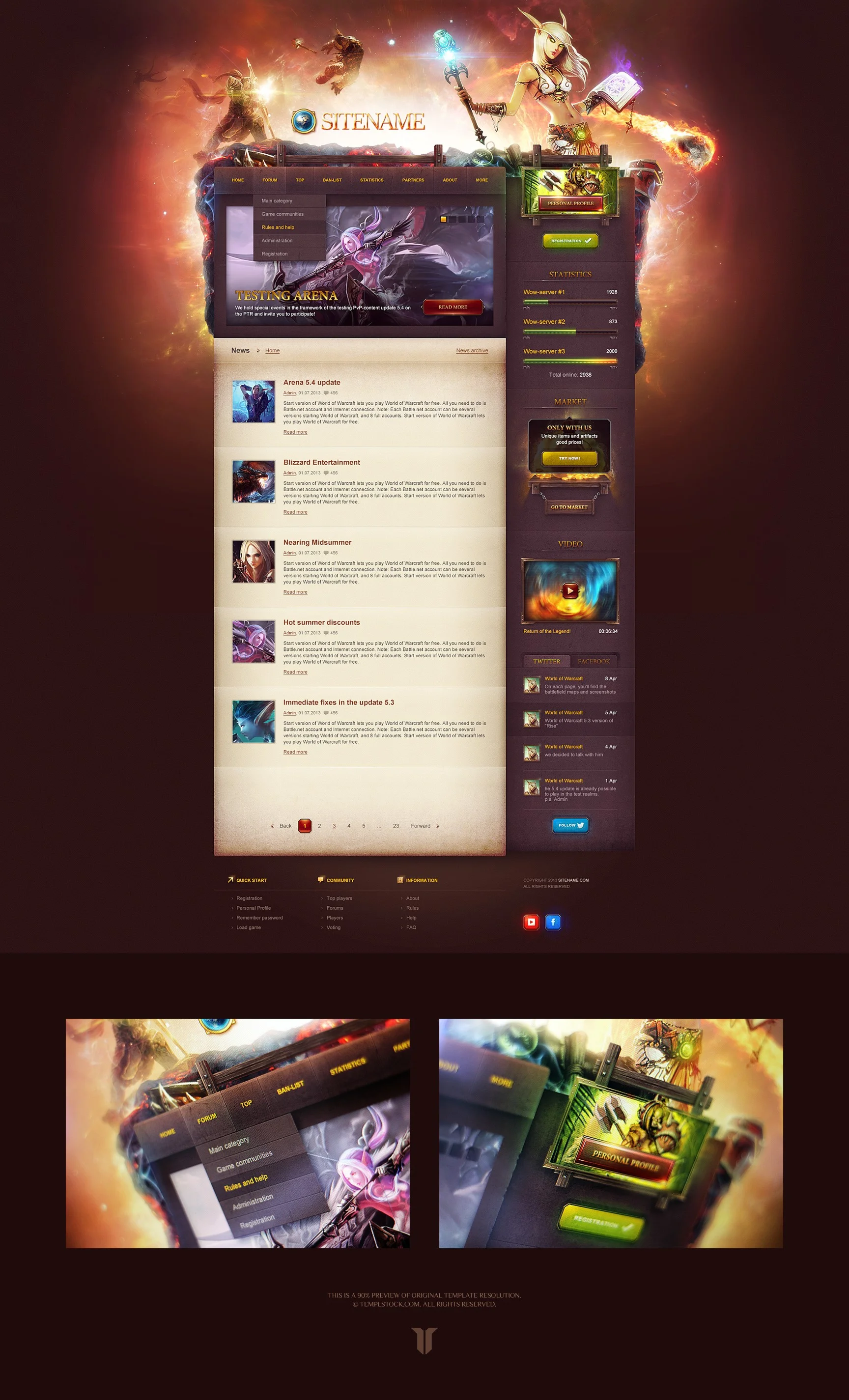 WoW Game Portal Website HTML Template