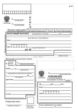 Бланк почты России формы 113
