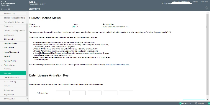 HP ILO Advanced license key ILO3 ILO4