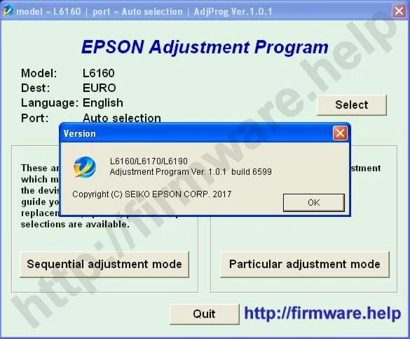 Epson L6160, L6170, L6190 Adjustment Program