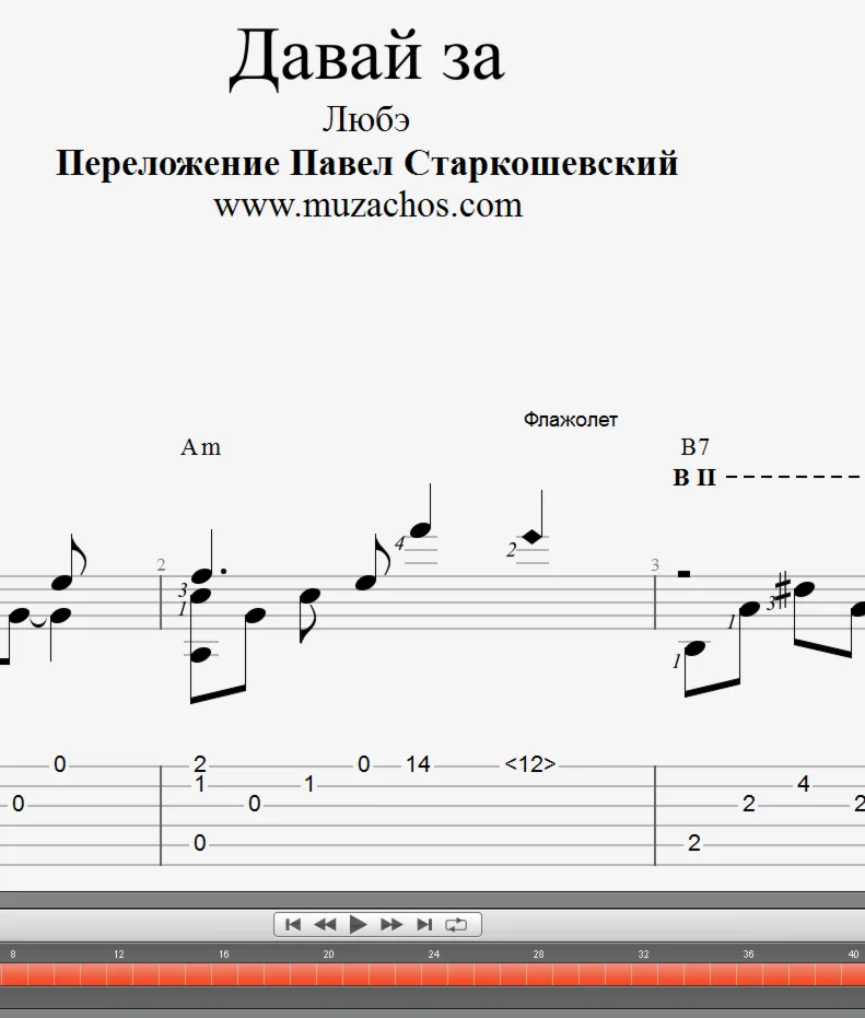 Давай за (Любэ). Ноты и табы для гитары