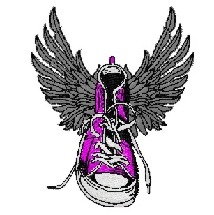 Машинная вышивка Кед с крыльями