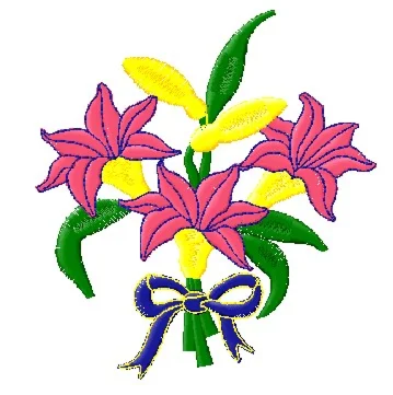 Машинная вышивка Букетик цветов