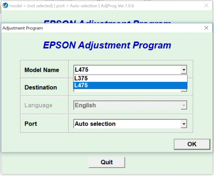 Epson L375, L475 Adjustment Program