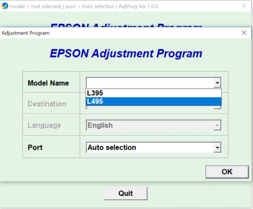 Epson L395, L495 Adjustment Program