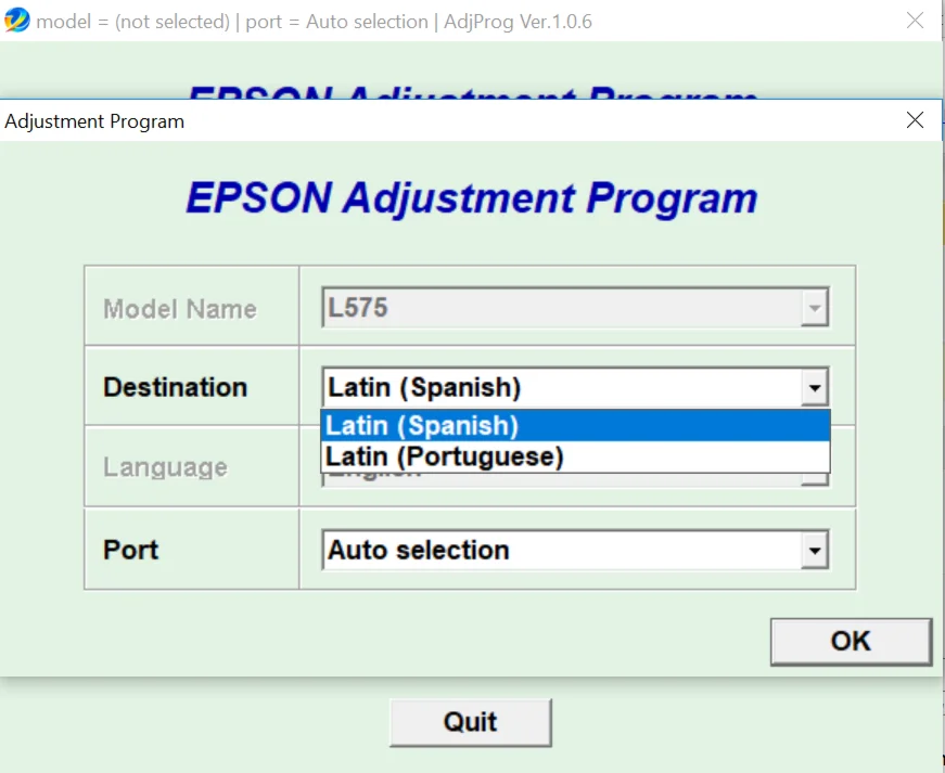Epson L575 Adjustment Program