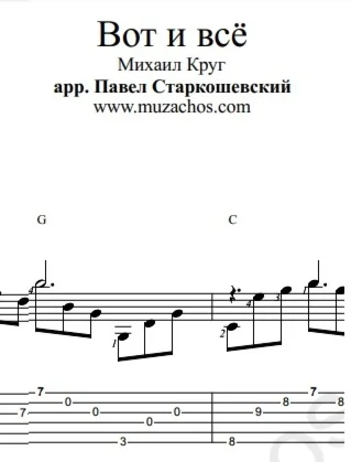 Вот и всё (М.Круг). Ноты и табы для гитары