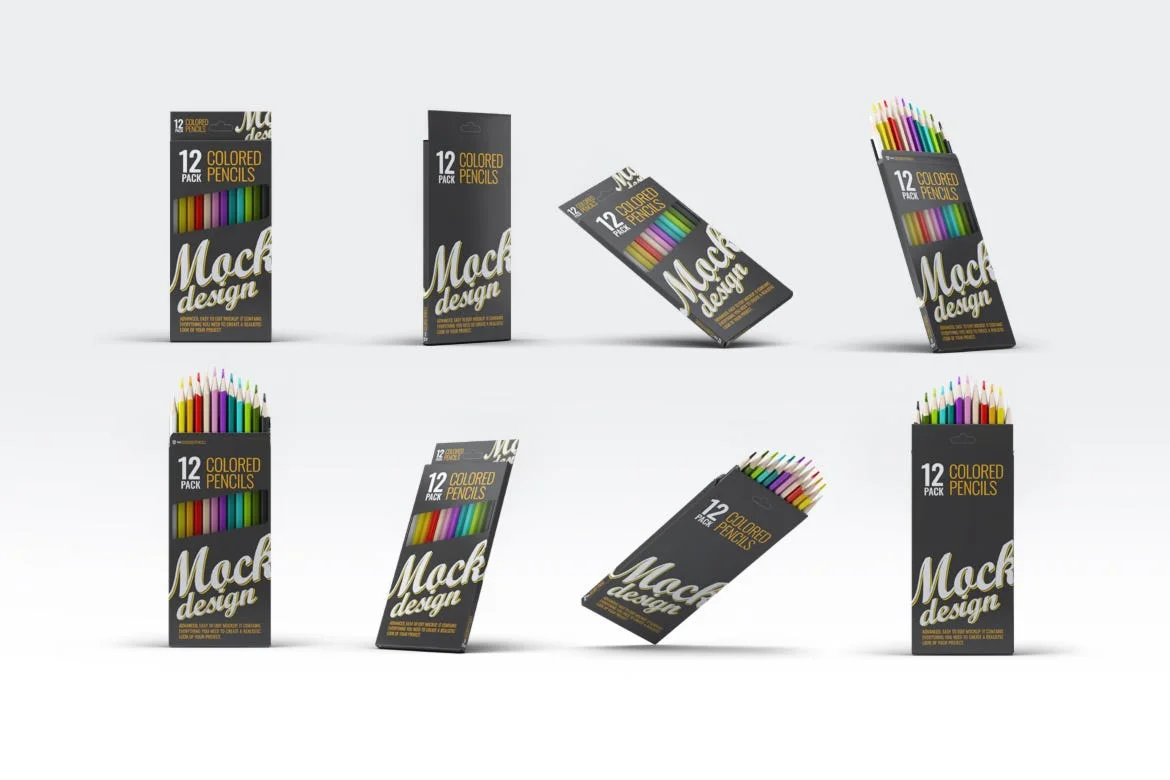 Colored Pencils 12 Pack Mock-Up