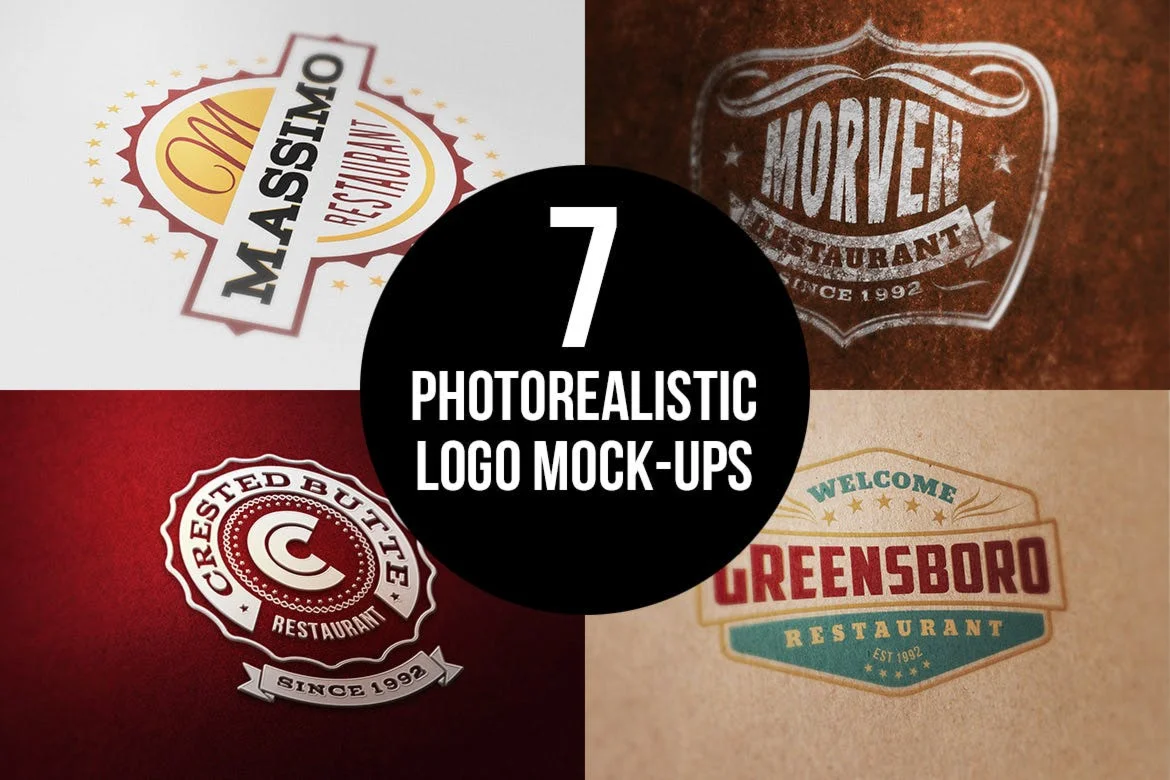 7 Photorealistic Logo Mock-Ups