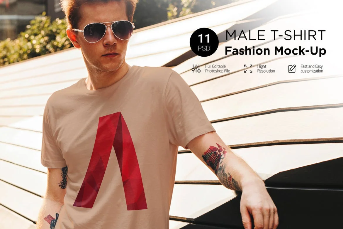 Male T-Shirt Fashion Mock-Up