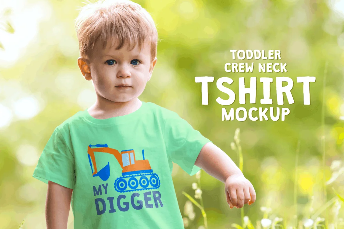 Toddler Boy Crew Neck T-shirt Mock-up