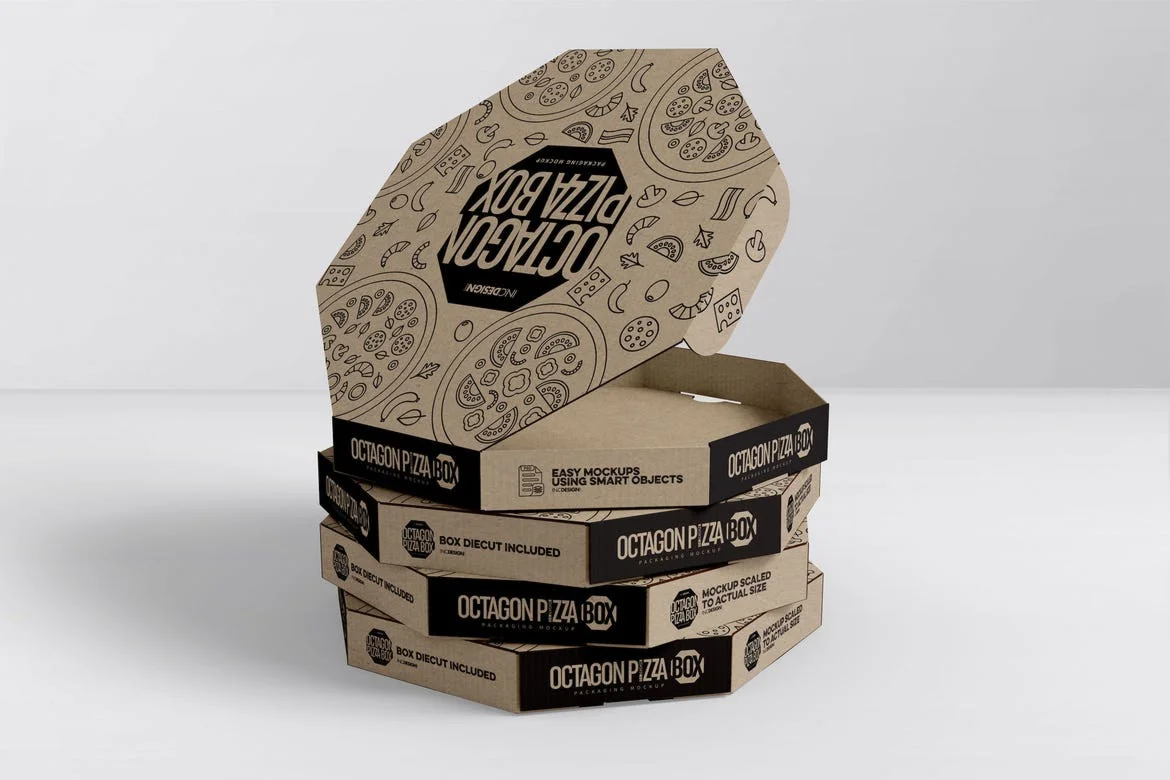 Packaging Mockup Octagon Pizza Box