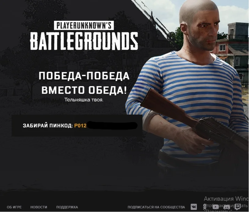 тельняшка pubg mail.ru(steam код)