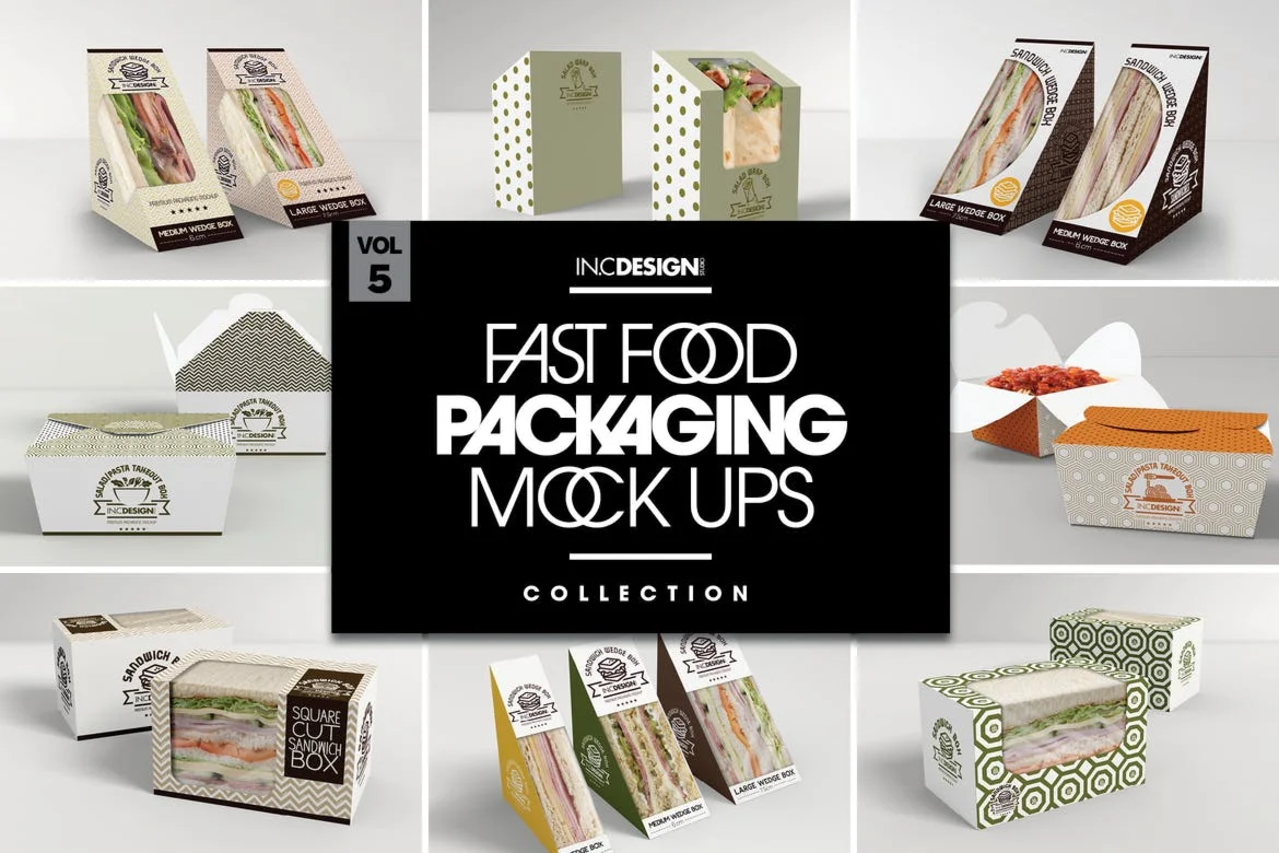 Fast Food Boxes Vol.5: Take Out Packaging Mockups