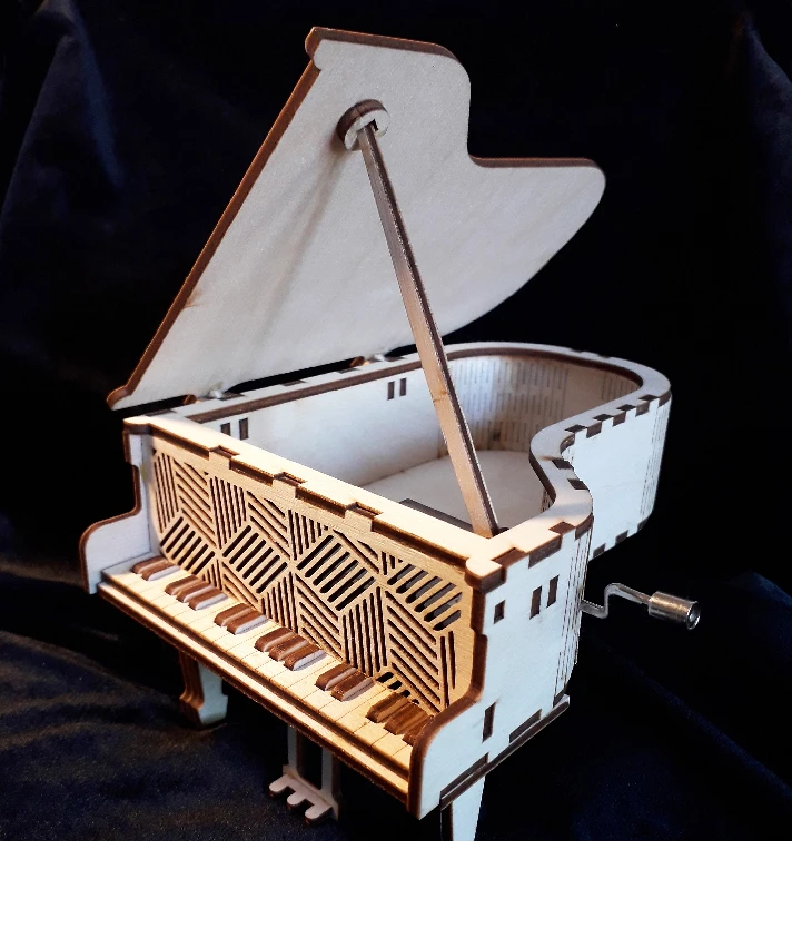 Piano music box DXF CDR vector model for laser cut cnc